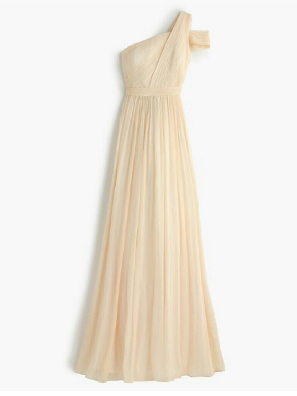 NWT J Crew Weddings & Parties Long Silk Chiffon Cara Gown Dress Champagne sz 12